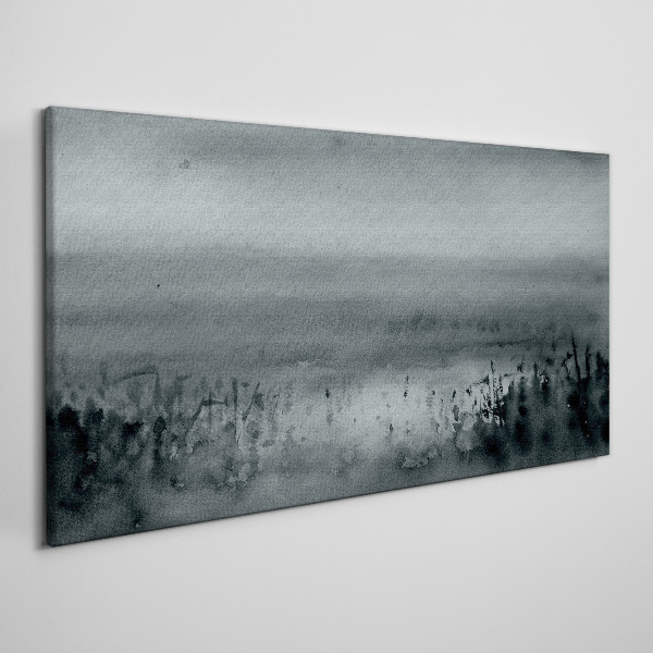 Vászonkép Szürkés-sziklás ködös táj