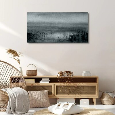 Vászonkép Szürkés-sziklás ködös táj