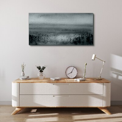 Vászonkép Szürkés-sziklás ködös táj