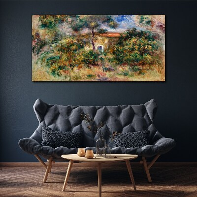 Vászonkép Zöld táj egy házzal