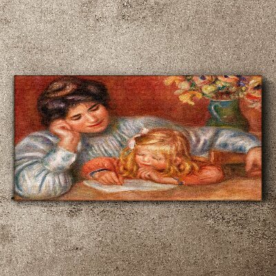 Vászonkép Anya gyermekével az asztalnál