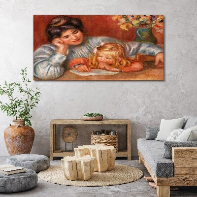 Vászonkép Anya gyermekével az asztalnál