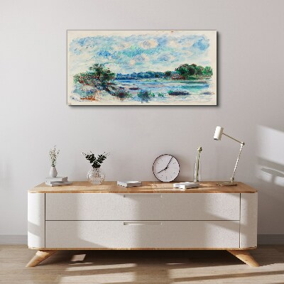 Vászonkép Nyugodt táj a folyó mellett