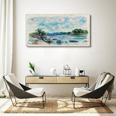 Vászonkép Nyugodt táj a folyó mellett