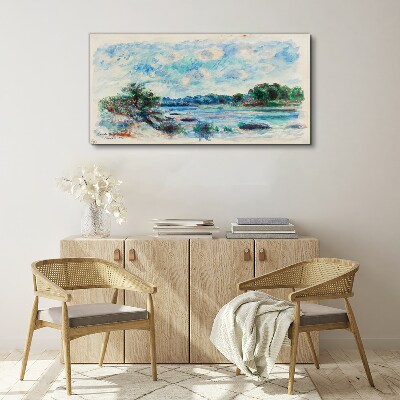 Vászonkép Nyugodt táj a folyó mellett