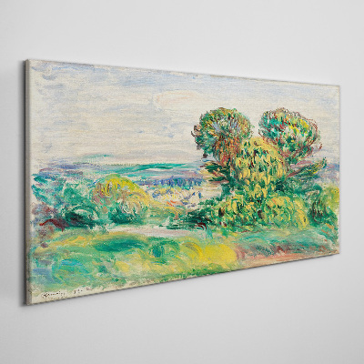 Vászonkép Zöld táj fákkal