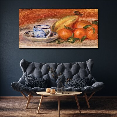 Vászonkép Gyümölcs asztal csészével