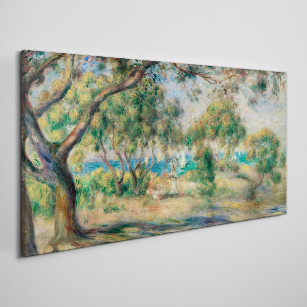 Vászonkép Nyári táj a víz mellett