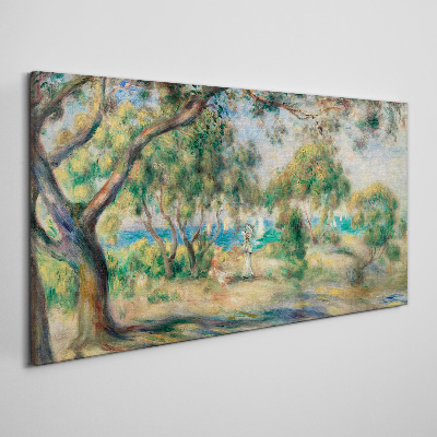 Vászonkép Nyári táj a víz mellett