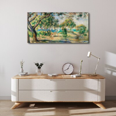 Vászonkép Nyári táj a víz mellett