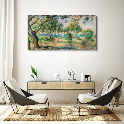 Vászonkép Nyári táj a víz mellett