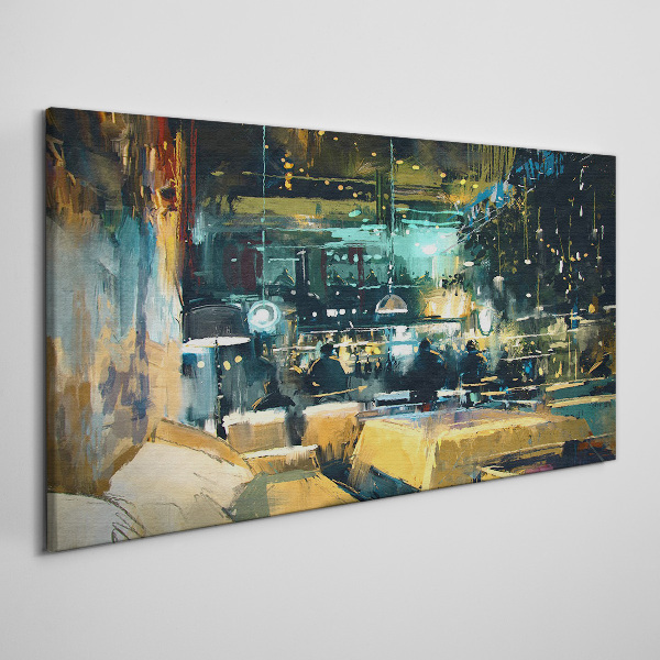 Vászonkép Éjszakai hangulat a kávézóban