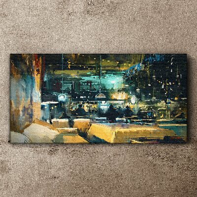 Vászonkép Éjszakai hangulat a kávézóban