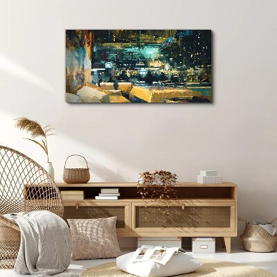 Vászonkép Éjszakai hangulat a kávézóban