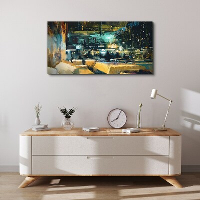 Vászonkép Éjszakai hangulat a kávézóban