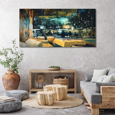 Vászonkép Éjszakai hangulat a kávézóban