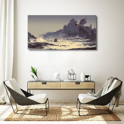 Vászonkép Misztikus föld a hullámok között