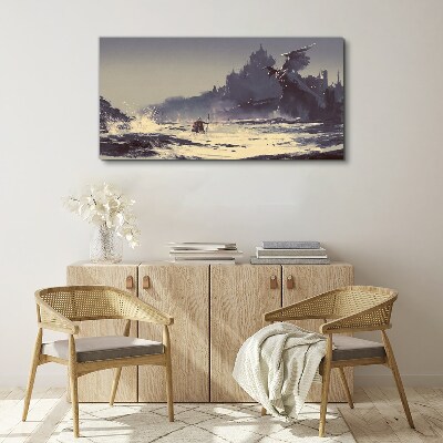 Vászonkép Misztikus föld a hullámok között