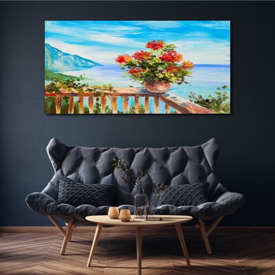 Vászonkép Virágok a tenger mellett