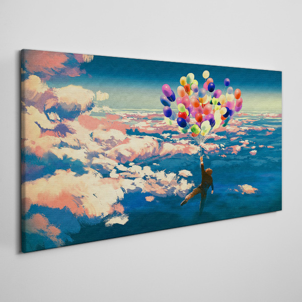 Vászonkép Repülés a felhőkben léggömbökkel