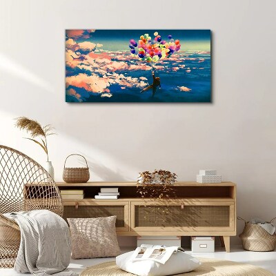 Vászonkép Repülés a felhőkben léggömbökkel