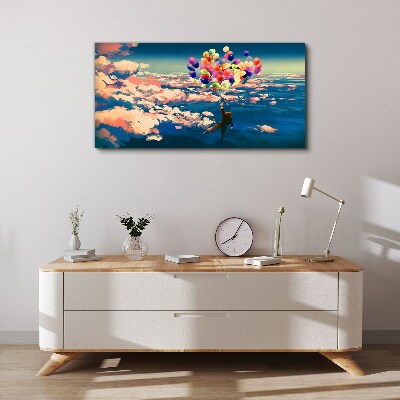 Vászonkép Repülés a felhőkben léggömbökkel