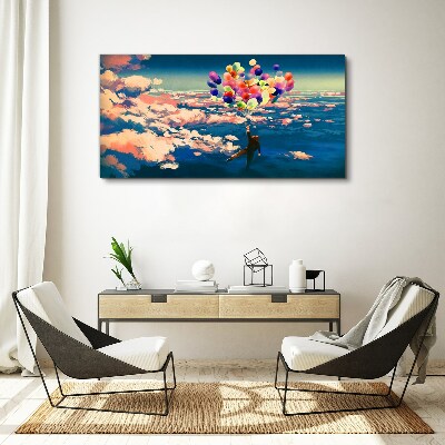 Vászonkép Repülés a felhőkben léggömbökkel