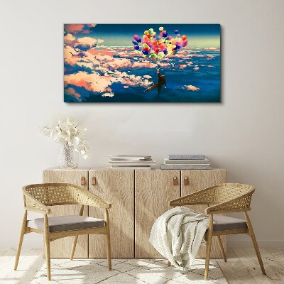 Vászonkép Repülés a felhőkben léggömbökkel