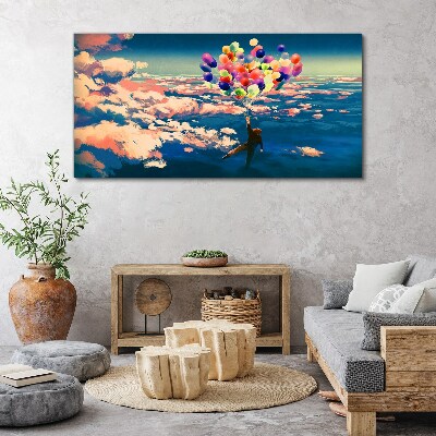 Vászonkép Repülés a felhőkben léggömbökkel