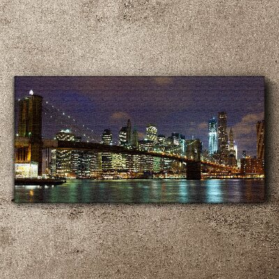 Vászonkép Brooklyn Bridge éjszaka