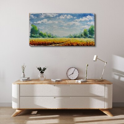 Vászonkép Nyári mezők kék ég alatt