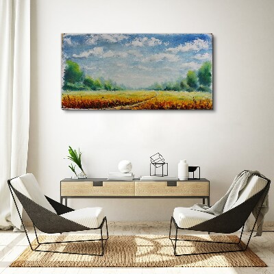 Vászonkép Nyári mezők kék ég alatt