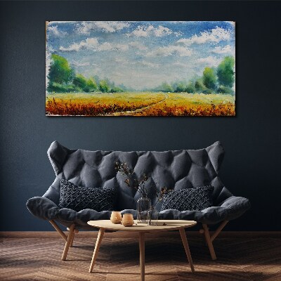 Vászonkép Nyári mezők kék ég alatt