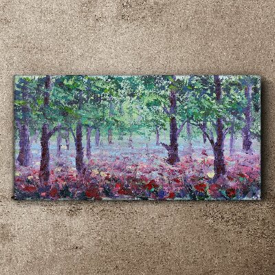 Vászonkép Virágos erdő reggel