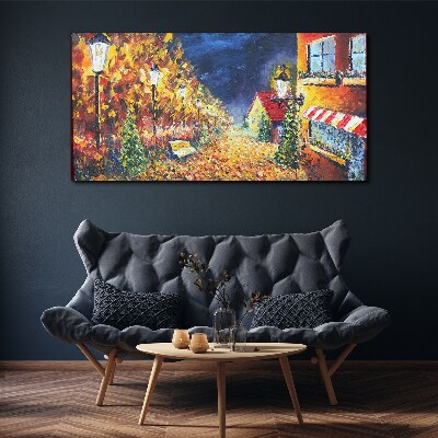 Vászonkép Arany sugárút a lámpások fényében