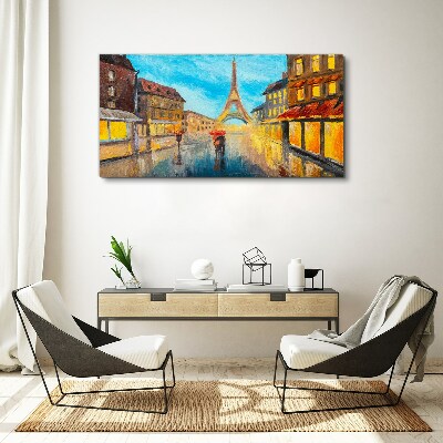 Vászonkép Párizs utca esőben