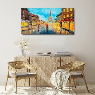 Vászonkép Párizs utca esőben