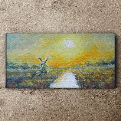 Vászonkép Arany mezők napsütéses égbolt alatt