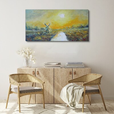 Vászonkép Arany mezők napsütéses égbolt alatt