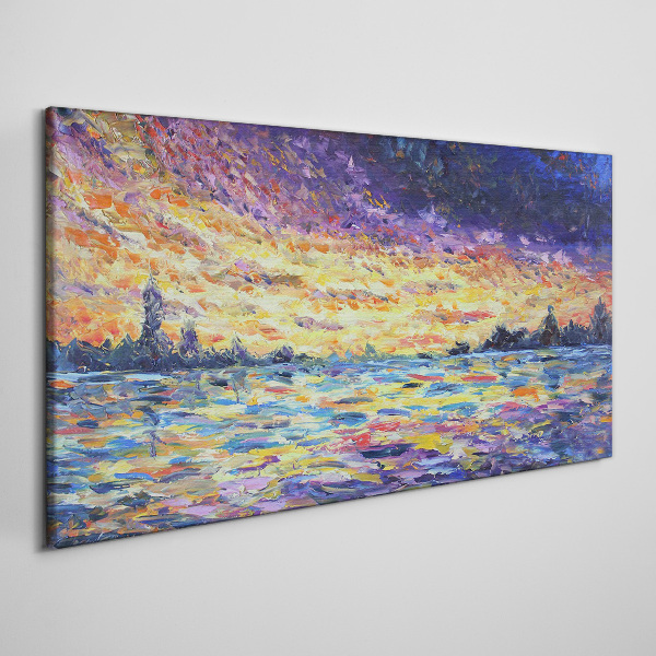 Vászonkép Naplemente a víz felett