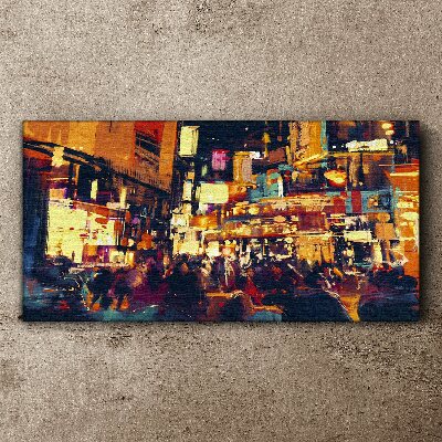 Vászonkép A városi élet éjszakai nyüzsgése