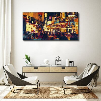 Vászonkép A városi élet éjszakai nyüzsgése