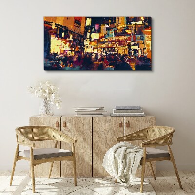 Vászonkép A városi élet éjszakai nyüzsgése