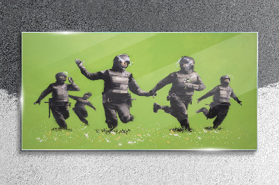 Üvegkép Banksy zöld