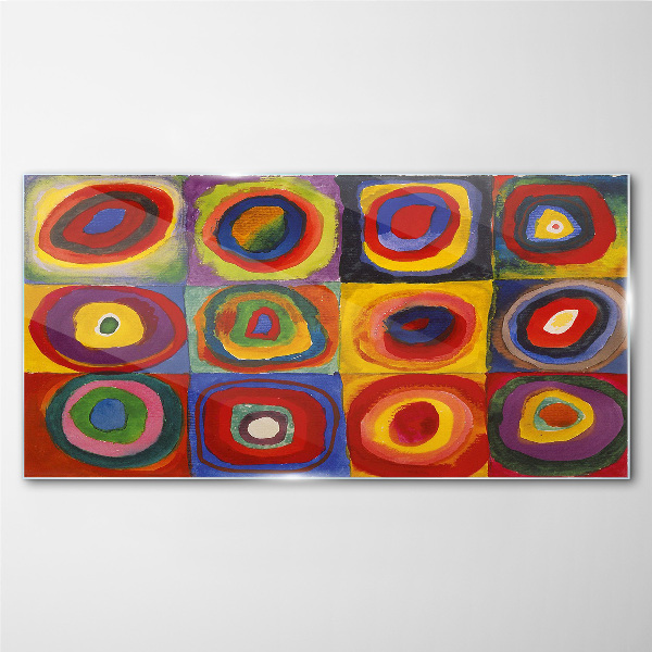 Üvegkép Színes stúdió: Négyzetek koncentrikus körökkel Kandinsky