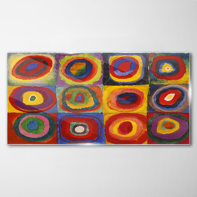 Üvegkép Színes stúdió: Négyzetek koncentrikus körökkel Kandinsky