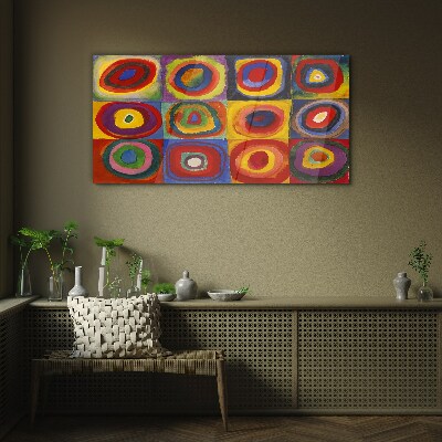 Üvegkép Színes stúdió: Négyzetek koncentrikus körökkel Kandinsky