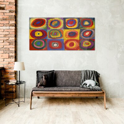 Üvegkép Színes stúdió: Négyzetek koncentrikus körökkel Kandinsky