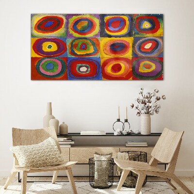 Üvegkép Színes stúdió: Négyzetek koncentrikus körökkel Kandinsky