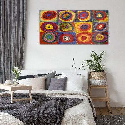 Üvegkép Színes stúdió: Négyzetek koncentrikus körökkel Kandinsky